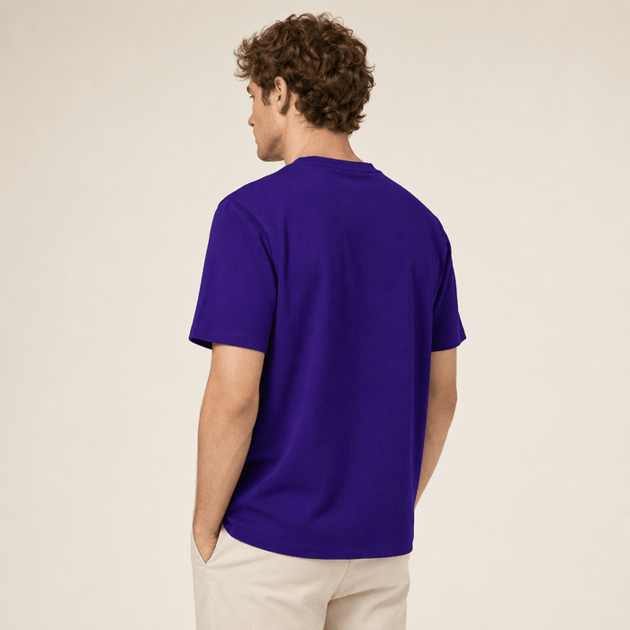 Purple Ribbed Regular Fit Crew Neck T-Shirt - Upscale Men's Fashion