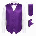 Purple Satin Tuxedo Vest Set - Upscale Men's Fashion