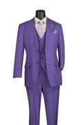 Purple Textured Regular Fit 3-Piece Suit – Bellavere Collection - Upscale Men's Fashion