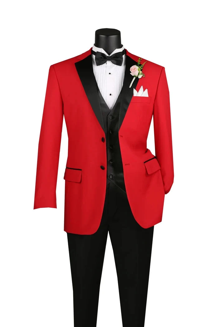 Red 3-Piece Regular Fit Tuxedo Suit – Regal Collection - Upscale Men's Fashion