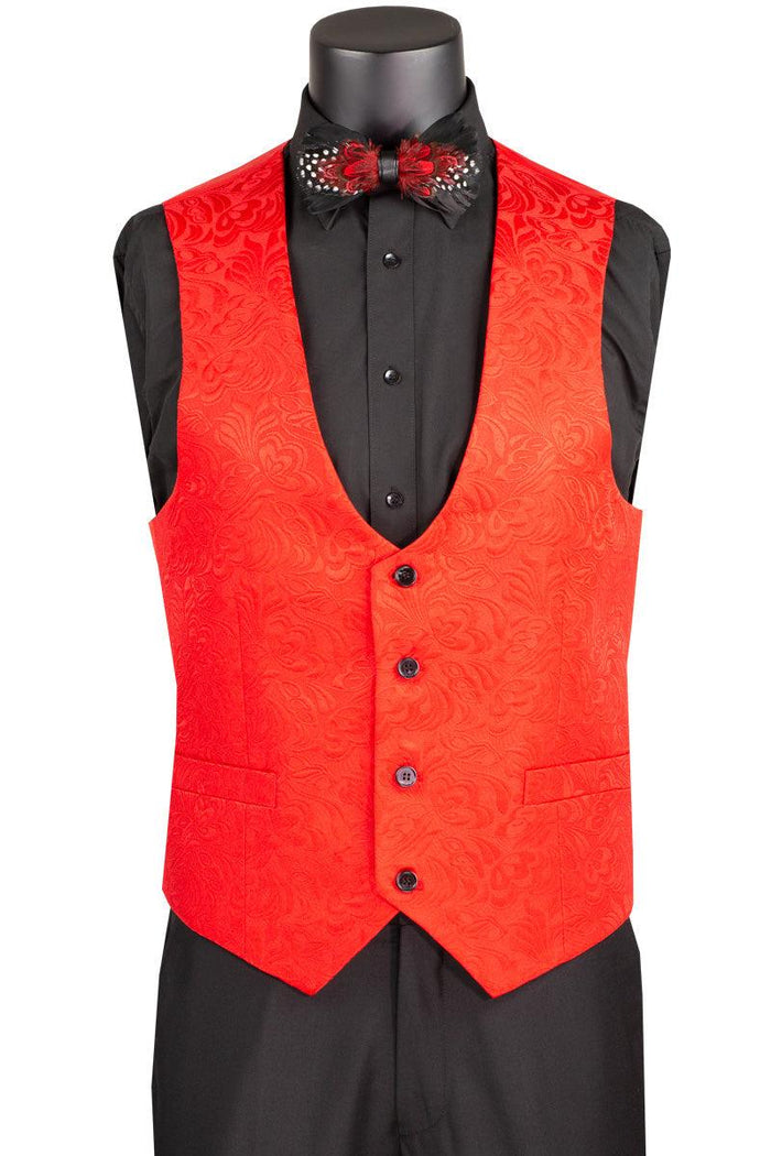 Red Slim Fit Jacquard 3-Piece Tuxedo with Shawl Lapel – Rivoli Collection - Upscale Men's Fashion