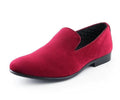 Red Suede Smoking Slipper Shoes - Upscale Men's Fashion