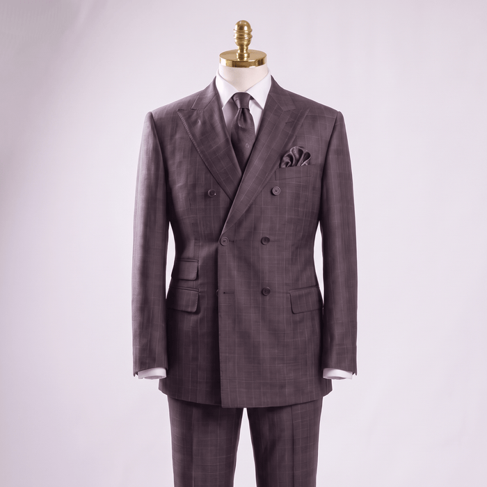 Regular Fit Double-Breasted Glen Plaid 2-Piece Suit – Black - Upscale Men's Fashion