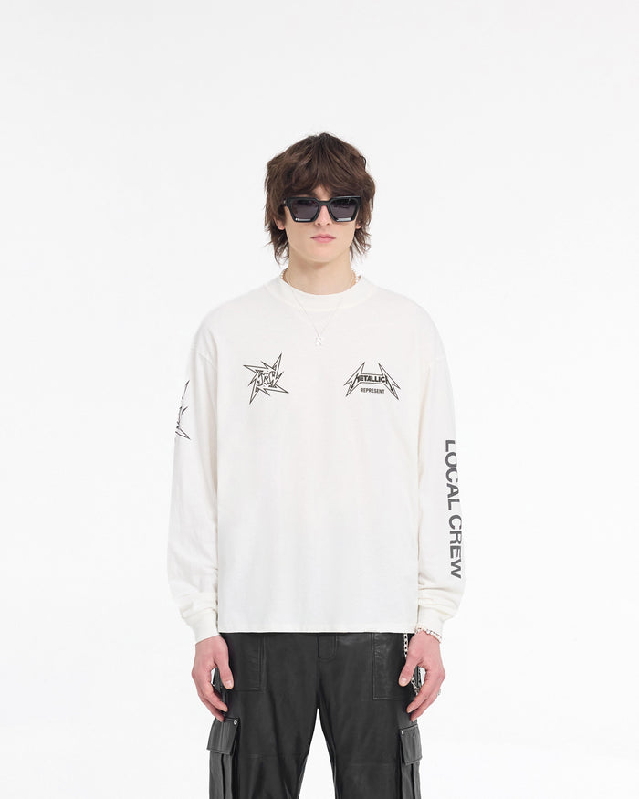 Represent X Metallica Local Crew Long Sleeve T-Shirt - Flat White