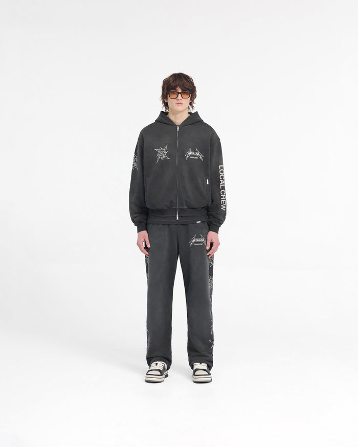 Represent X Metallica Local Crew Zip Hoodie - Stained Black