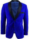 Royal Blue Slim Fit Velvet Shawl Tuxedo Blazer - Upscale Men's Fashion