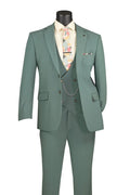 Sage Modern Fit 3-Piece Bird’s-Eye Weave Stretch Suit – Livorno Collection - Upscale Men's Fashion