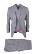 San Giovesse Light Gray Birdseye, Pure Wool, Wide Leg Vested Suit - Upscale Men's Fashion