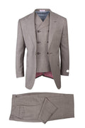 San Giovesse Tan Birdseye, Pure Wool, Wide Leg Vested Suit - Upscale Men's Fashion
