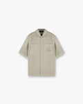 Short Sleeve Cotton Overshirt - Beige