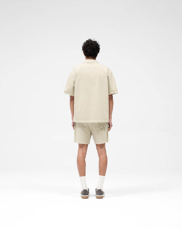 Short Sleeve Cotton Overshirt - Beige