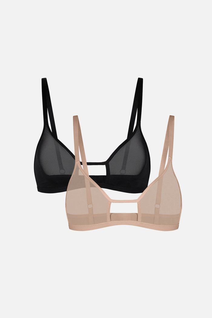 Sieve Cutout Bra in Buff + Black (Pack)
