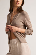 Silk Cashmere Cardi in Mink