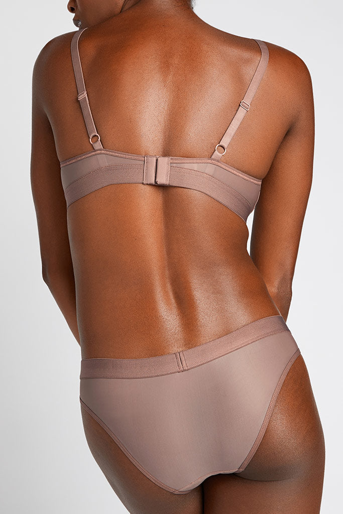 Silky haze bra and matching brief with adjustable straps