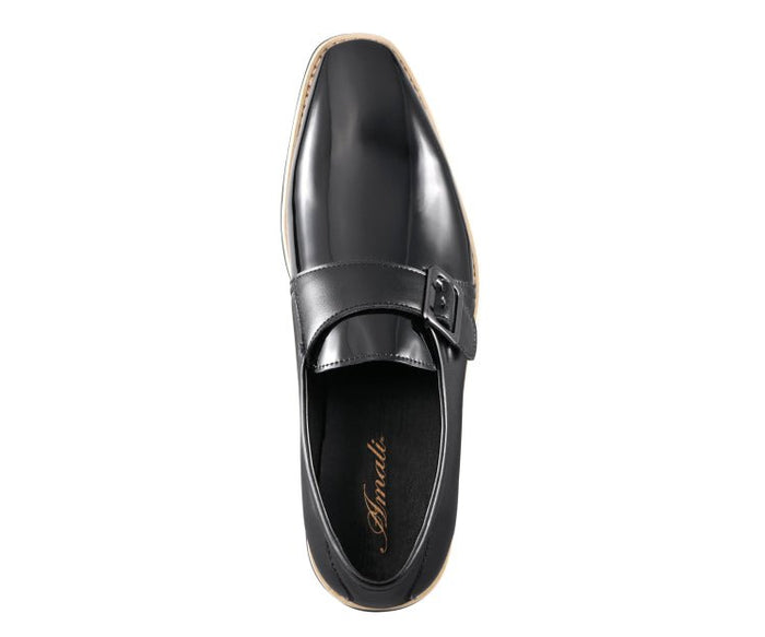 Skyler Black Patent Leather Loafers with Gold Buckle – Men's Slip-On Dress Shoes - Upscale Men's Fashion