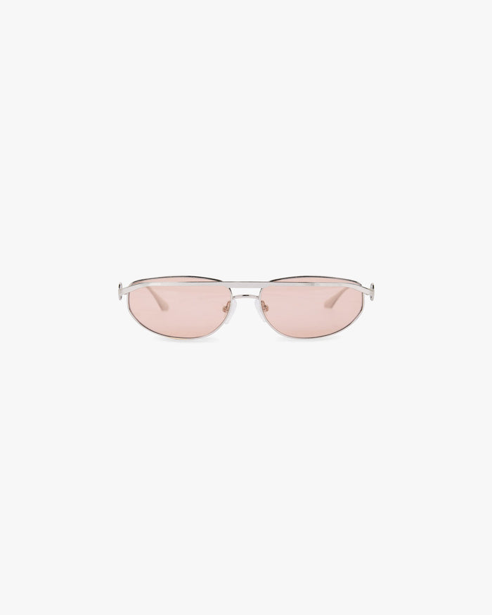 Slim Aviator Sunglasses - Silver Brown