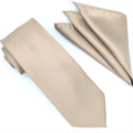 Solid Beige Tie and Hanky Set - Upscale Men's Fashion