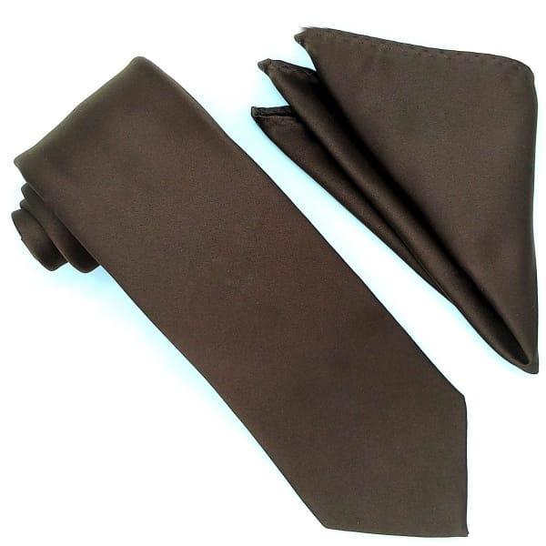 Solid Brown Tie and Hanky Set - Upscale Men's Fashion