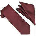 Solid Burgundy Tie and Hanky Set - Upscale Men's Fashion