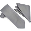 Solid Charcoal Tie and Hanky Set - Upscale Men's Fashion