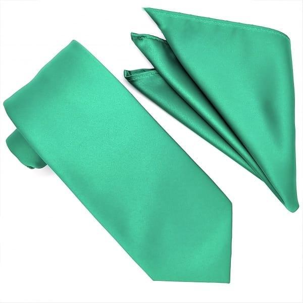 Solid Emerald Tie and Hanky Set - Upscale Men's Fashion