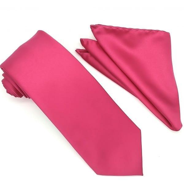 Solid Fuchsia Tie and Hanky Set - Upscale Men's Fashion