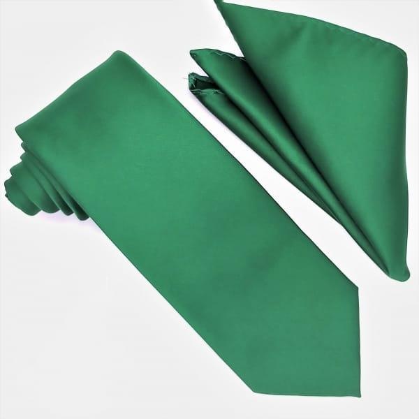 Solid Green Tie and Hanky Set - Upscale Men's Fashion