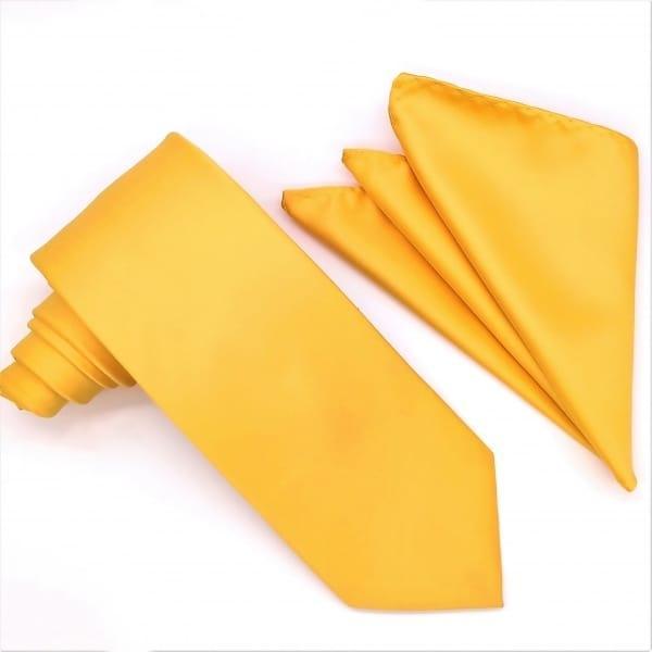 Solid Light Gold Tie and Hanky Set - Upscale Men's Fashion