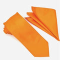 Solid Orange Tie and Hanky Set - Upscale Men's Fashion
