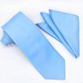 Solid Powder Blue Tie and Hanky Set - Upscale Men's Fashion