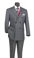 Sorrento Collection – Charcoal Regular Fit Glen Plaid Double Breasted Suit - Upscale Men's Fashion