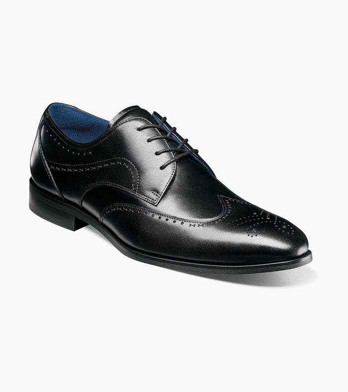 Stacy Adams Brayden Leather Wingtip Oxford Dress Shoes - Black - Upscale Men's Fashion