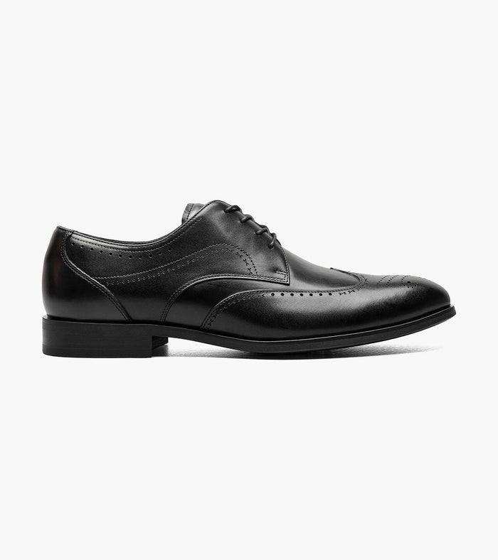 Stacy Adams Brayden Leather Wingtip Oxford Dress Shoes - Black - Upscale Men's Fashion