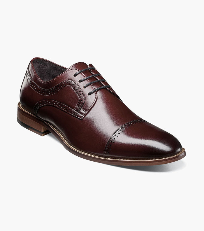 Stacy Adams Dickinson Cap Toe Oxford Dress Shoes - Burgundy - Upscale Men's Fashion