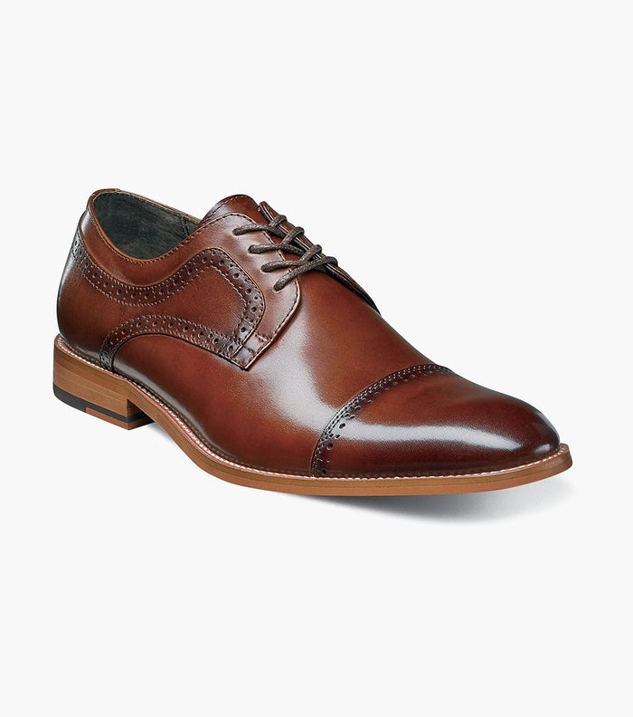 Stacy Adams Dickinson Cap Toe Oxford Dress Shoes - Cognac - Upscale Men's Fashion