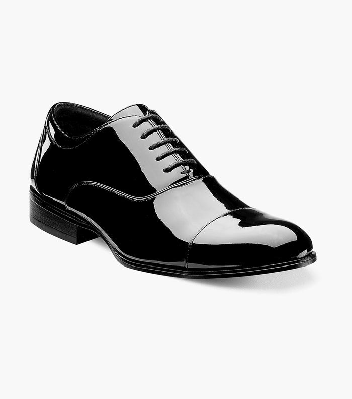 Stacy Adams Gala Patent Cap Toe Oxford Tuxedo Shoes - Black Patent - Upscale Men's Fashion
