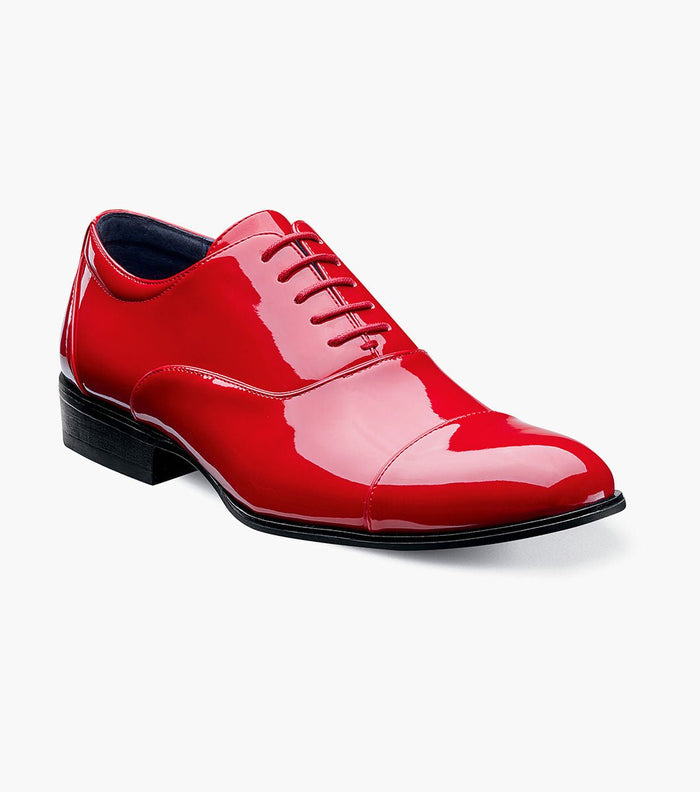 Stacy Adams Gala Patent Cap Toe Oxford Tuxedo Shoes - Red Patent - Upscale Men's Fashion