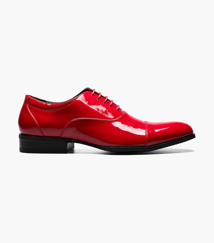 Stacy Adams Gala Patent Cap Toe Oxford Tuxedo Shoes - Red Patent - Upscale Men's Fashion