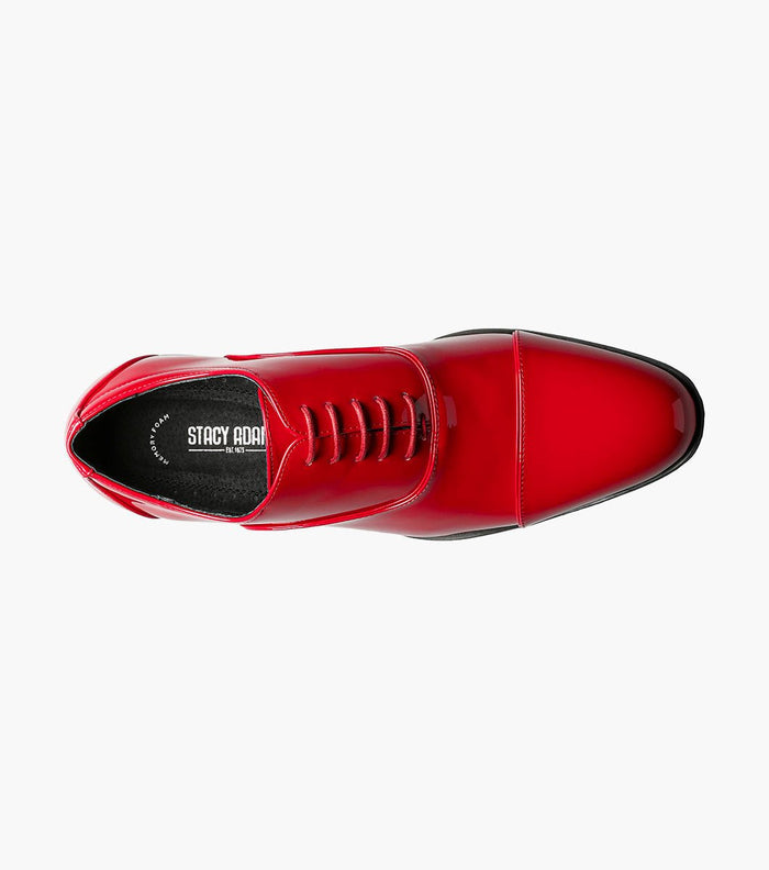 Stacy Adams Gala Patent Cap Toe Oxford Tuxedo Shoes - Red Patent - Upscale Men's Fashion