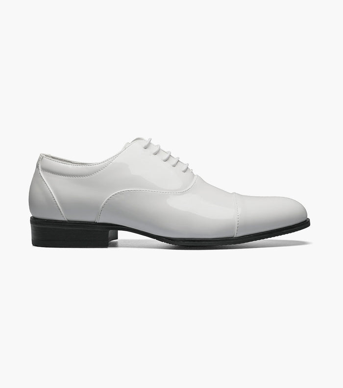 Stacy Adams Gala Patent Cap Toe Oxford Tuxedo Shoes - White Patent - Upscale Men's Fashion