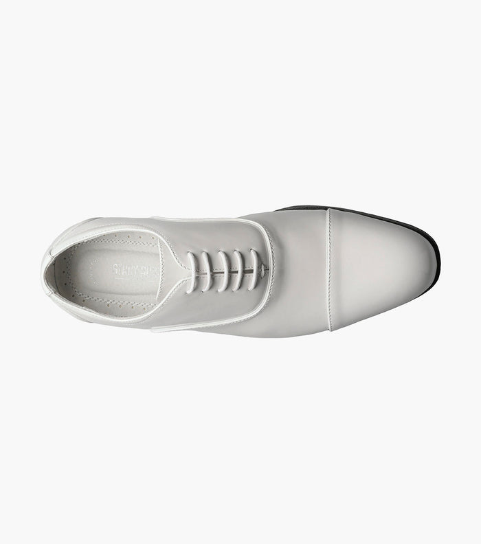 Stacy Adams Gala Patent Cap Toe Oxford Tuxedo Shoes - White Patent - Upscale Men's Fashion