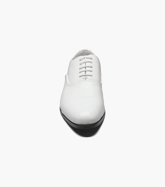 Stacy Adams Gala Patent Cap Toe Oxford Tuxedo Shoes - White Patent - Upscale Men's Fashion