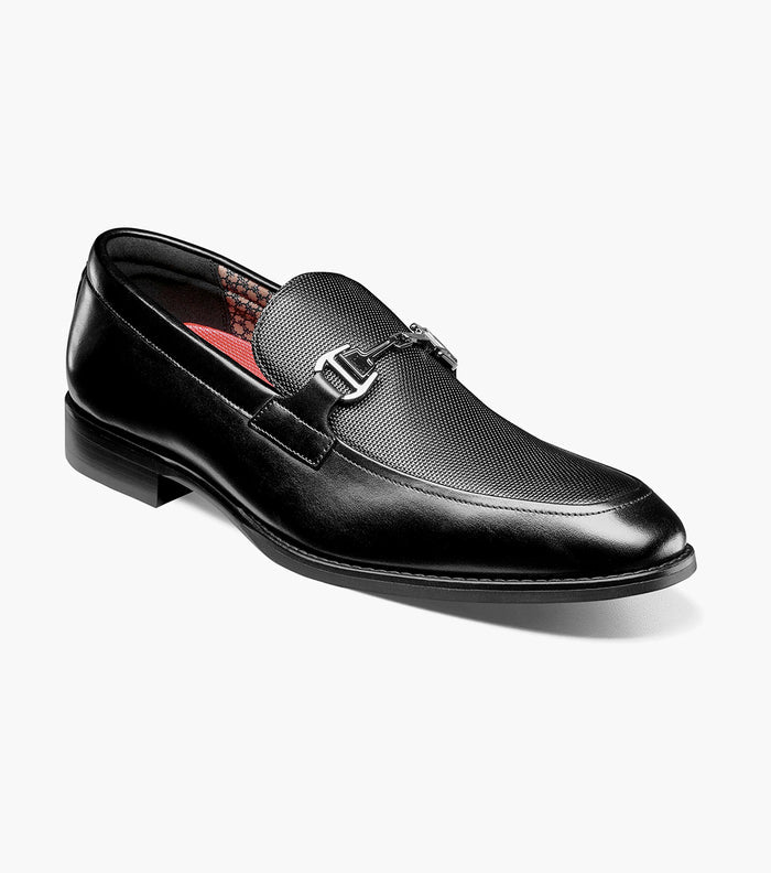 Stacy Adams Lawton Moc Toe Bit Slip-On Shoes - Black - Upscale Men's Fashion