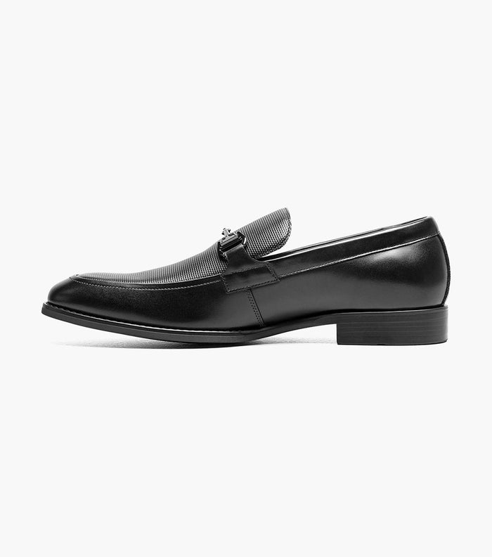 Stacy Adams Lawton Moc Toe Bit Slip-On Shoes - Black - Upscale Men's Fashion