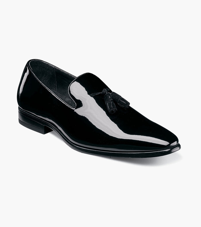 Stacy Adams Phoenix Patent Plain Toe Tassel Slip-On Dress Shoes - Black Patent - Upscale Men's Fashion