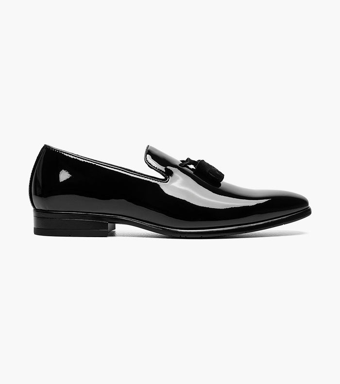 Stacy Adams Phoenix Patent Plain Toe Tassel Slip-On Dress Shoes - Black Patent - Upscale Men's Fashion