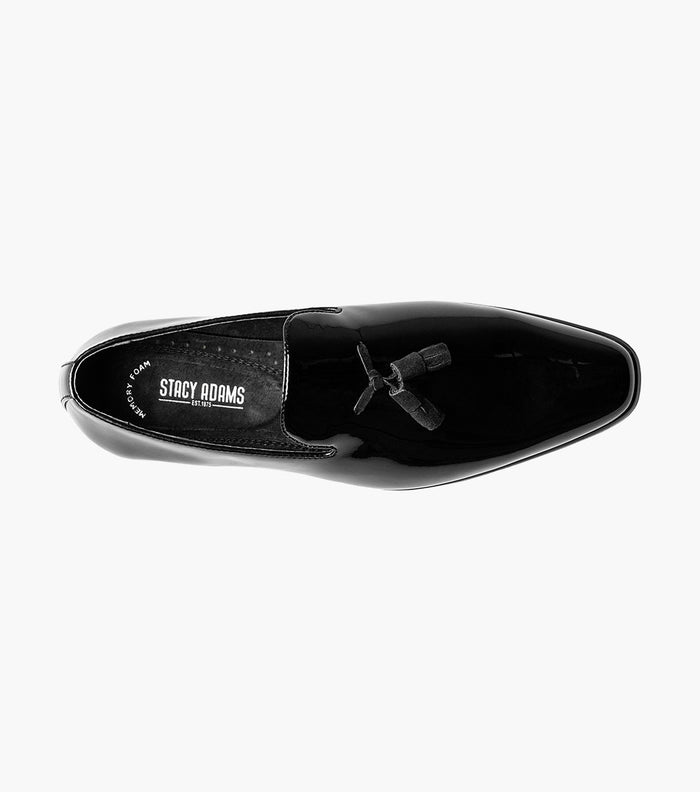 Stacy Adams Phoenix Patent Plain Toe Tassel Slip-On Dress Shoes - Black Patent - Upscale Men's Fashion