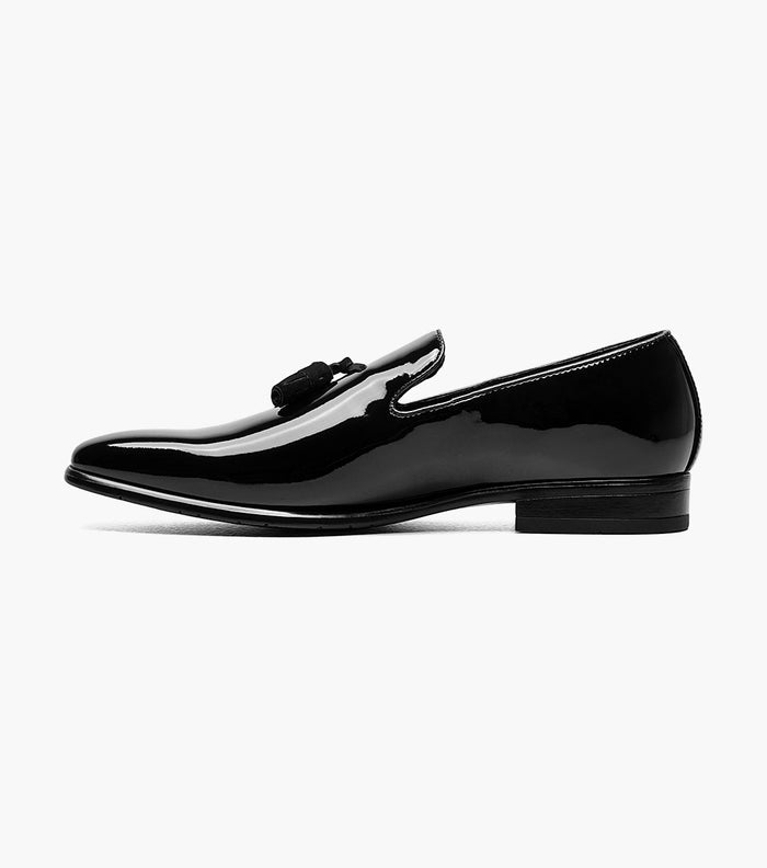 Stacy Adams Phoenix Patent Plain Toe Tassel Slip-On Dress Shoes - Black Patent - Upscale Men's Fashion