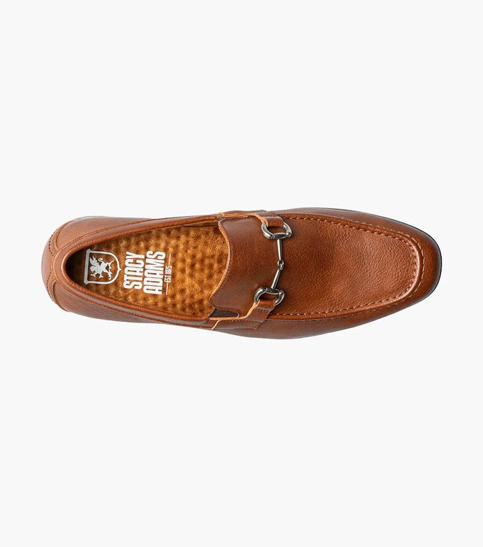 Stacy Adams Richmont Moc Toe Bit Loafers - Cognac Tumbled - Upscale Men's Fashion