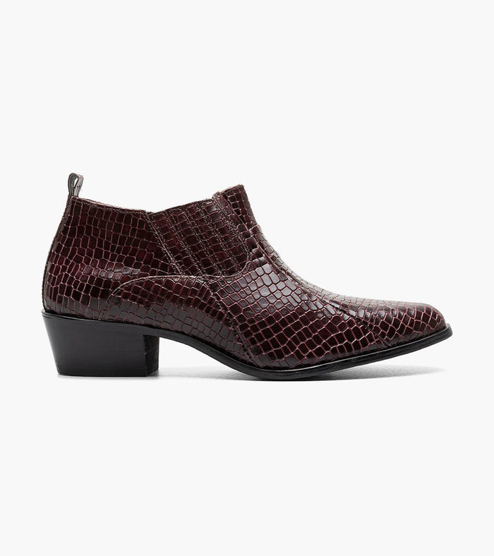 Stacy Adams Sandoval Burgundy Crocodile Print Cuban Heel Boot - Upscale Men's Fashion